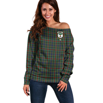 Bisset Tartan Off Shoulder Women Sweater with Family Crest Women - Tartan Vibes Clothing