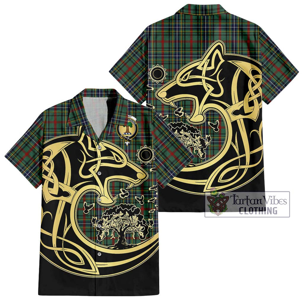 Bisset Tartan Hawaiian Shirt with Family Crest Celtic Wolf Style Kid - Tartan Vibes Clothing