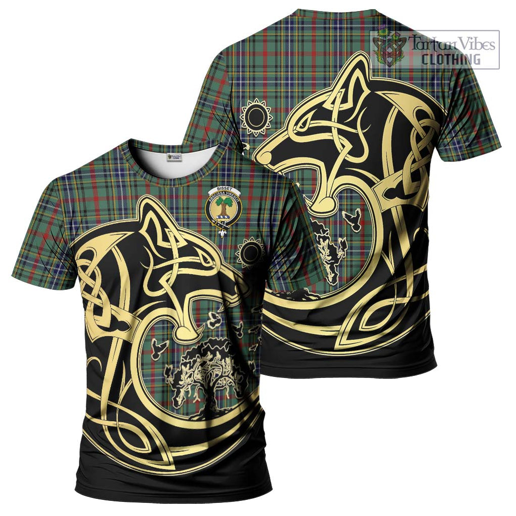 Bisset Tartan T-Shirt with Family Crest Celtic Wolf Style Kid's Shirt - Tartan Vibes Clothing