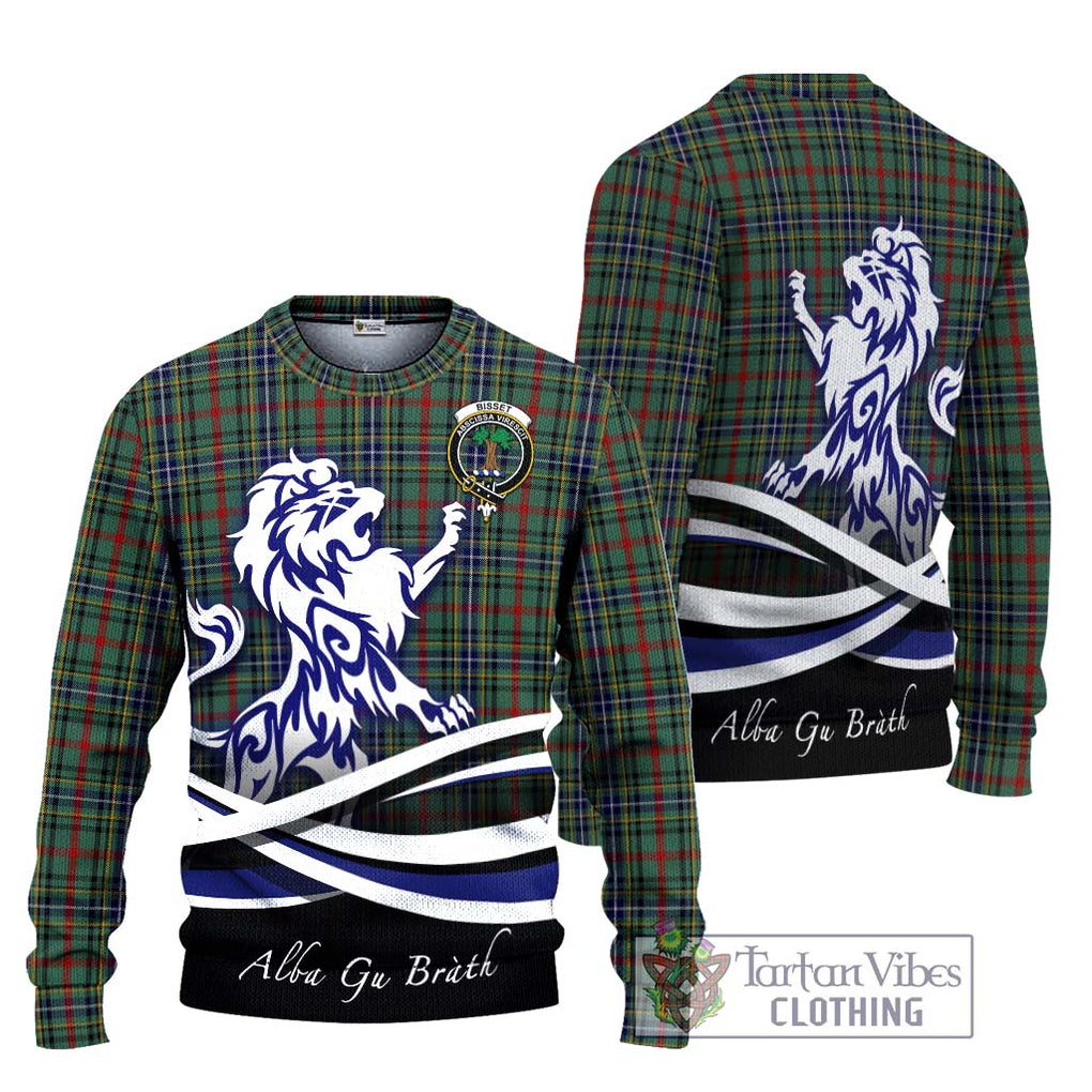 Bisset Tartan Ugly Sweater with Alba Gu Brath Regal Lion Emblem Unisex - Tartan Vibes Clothing