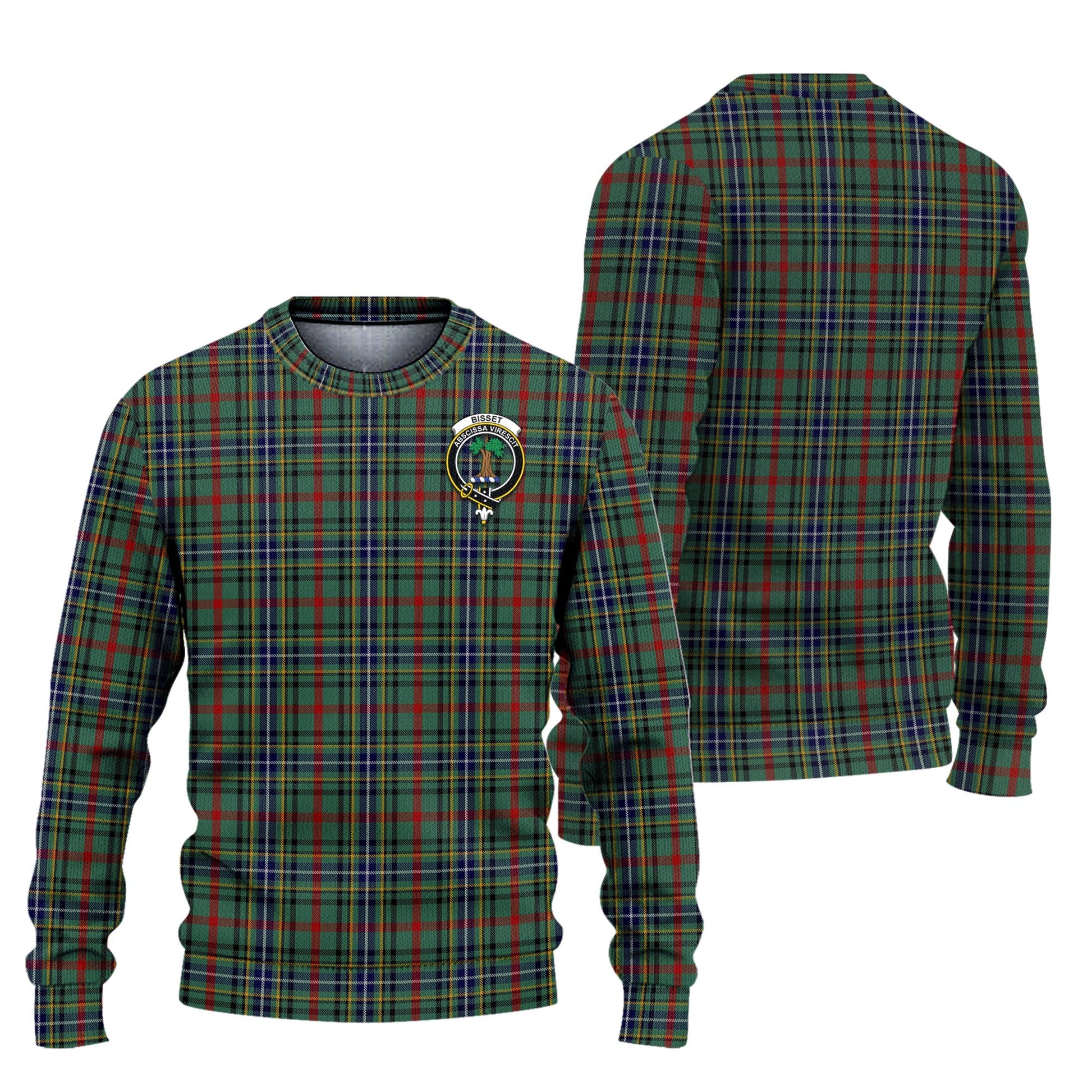 Bisset Tartan Ugly Sweater with Family Crest Unisex - Tartan Vibes Clothing