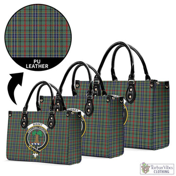 Bisset Tartan Luxury Leather Handbags with Family Crest L - Tartan Vibes Clothing
