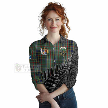 Bisset Crest Tartan Women's Casual Shirt with New Zealand Silver Fern Half Style Female - Tartan Vibes Clothing