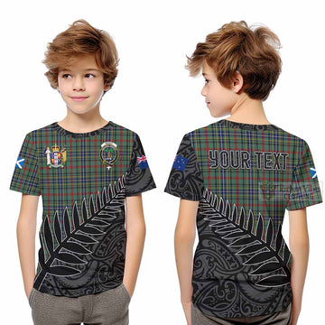 Bisset Crest Tartan Kid T-Shirt with New Zealand Silver Fern Half Style Youth XL Size14 - Tartan Vibes Clothing
