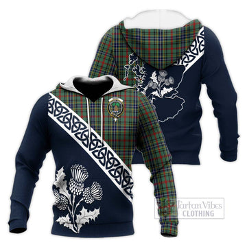 Bisset Tartan Knitted Hoodie Featuring Thistle and Scotland Map Unisex Knitted Pullover Hoodie - Tartan Vibes Clothing