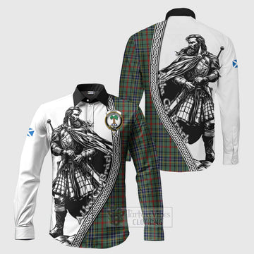 Bisset Tartan Clan Crest Long Sleeve Button Shirt with Highlander Warrior Celtic Style Men's Shirt S - Tartan Vibes Clothing