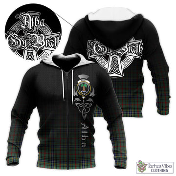Tartan Vibes Clothing Bisset Tartan Knitted Hoodie Featuring Alba Gu Brath Family Crest Celtic Inspired