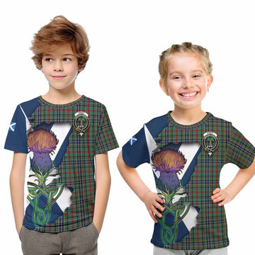 Tartan Vibes Clothing Bisset Tartan Family Crest Kid T-Shirt Scottish Thistle Celtic Inspired