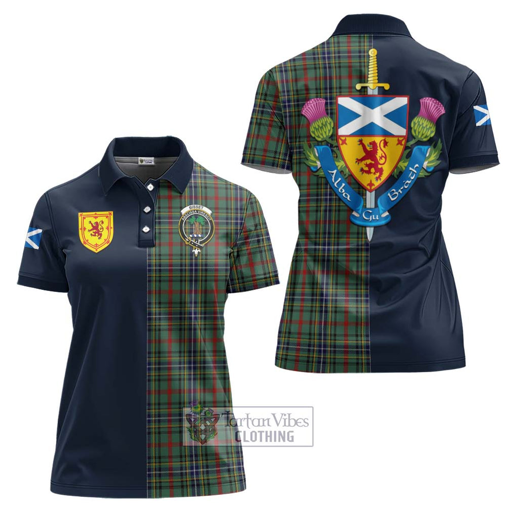 Bisset Tartan Women's Polo Shirt Alba with Scottish Lion Royal Arm Half Style Women - Tartan Vibes Clothing