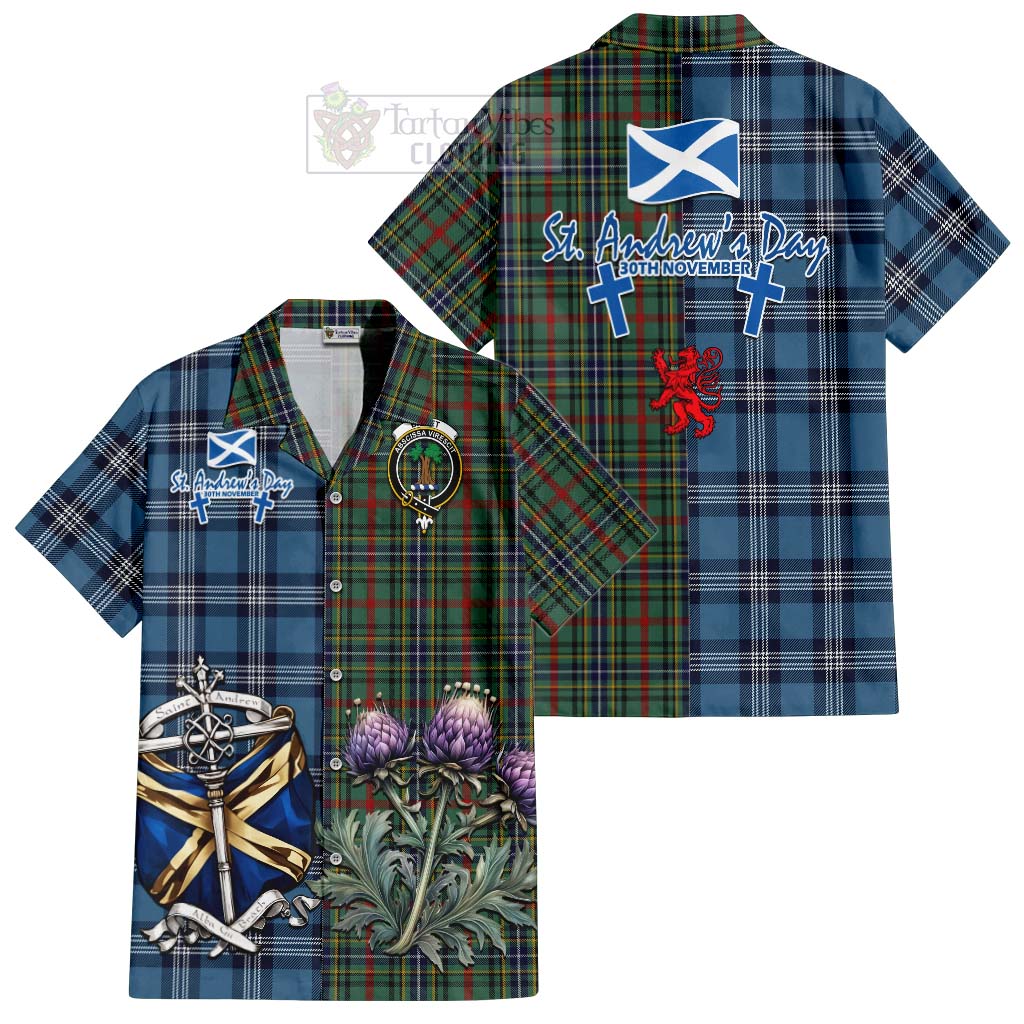 Bisset Tartan Hawaiian Shirt Happy St. Andrew's Day Half Tartan Style Kid - Tartan Vibes Clothing