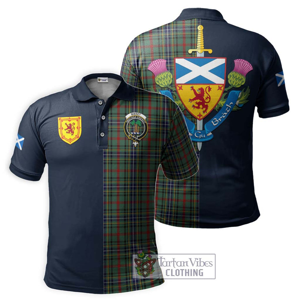 Tartan Vibes Clothing Bisset Tartan Polo Shirt with Scottish Lion Royal Arm Half Style