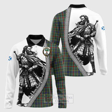 Bisset Tartan Clan Crest Long Sleeve Polo Shirt with Highlander Warrior Celtic Style Unisex - Tartan Vibes Clothing