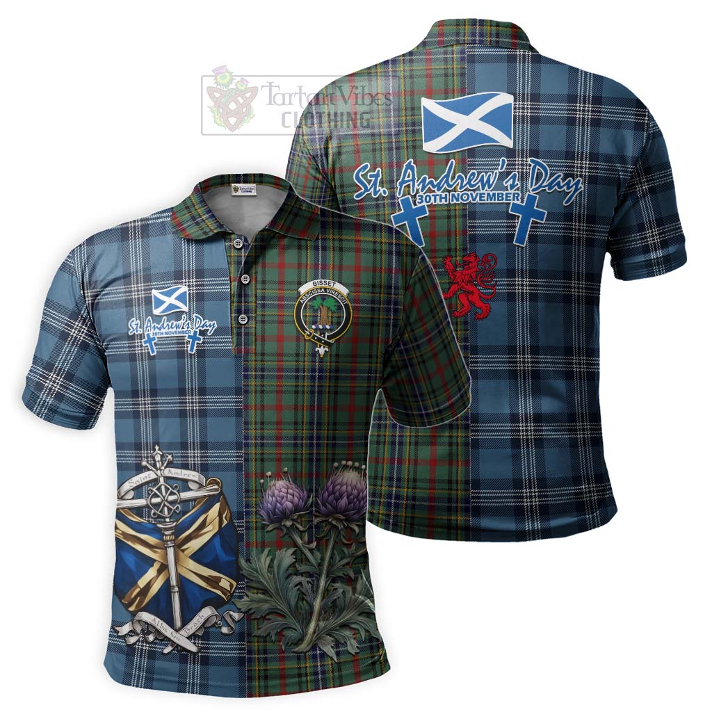 Bisset Tartan Polo Shirt Happy St. Andrew's Day Half Tartan Style Kid - Tartan Vibes Clothing