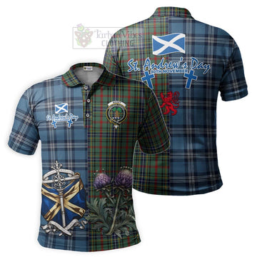 Bisset Tartan Polo Shirt Happy St. Andrew's Day Half Tartan Style Kid - Tartan Vibes Clothing