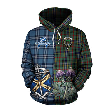 Bisset Tartan Cotton Hoodie Happy St. Andrew's Day Half Tartan Style Pullover Hoodie XS - Tartan Vibes Clothing