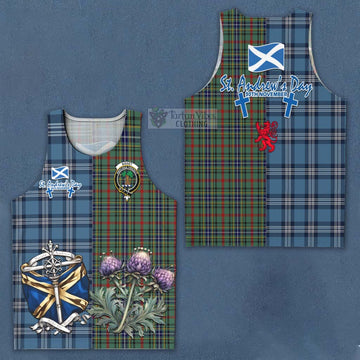 Bisset Tartan Men's Tank Top Happy St. Andrew's Day Half Tartan Style Men - Tartan Vibes Clothing