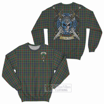 Bisset Tartan Sweatshirt with Family Crest Celtic Skull Style Unisex - Tartan Vibes Clothing