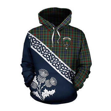 Bisset Tartan Cotton Hoodie Featuring Thistle and Scotland Map Pullover Hoodie XS - Tartan Vibes Clothing