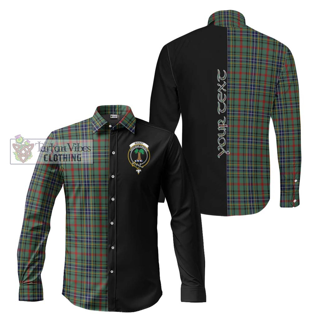 Bisset Tartan Long Sleeve Button Shirt with Family Crest and Half Of Me Style Men's Shirt S - Tartanvibesclothing Shop
