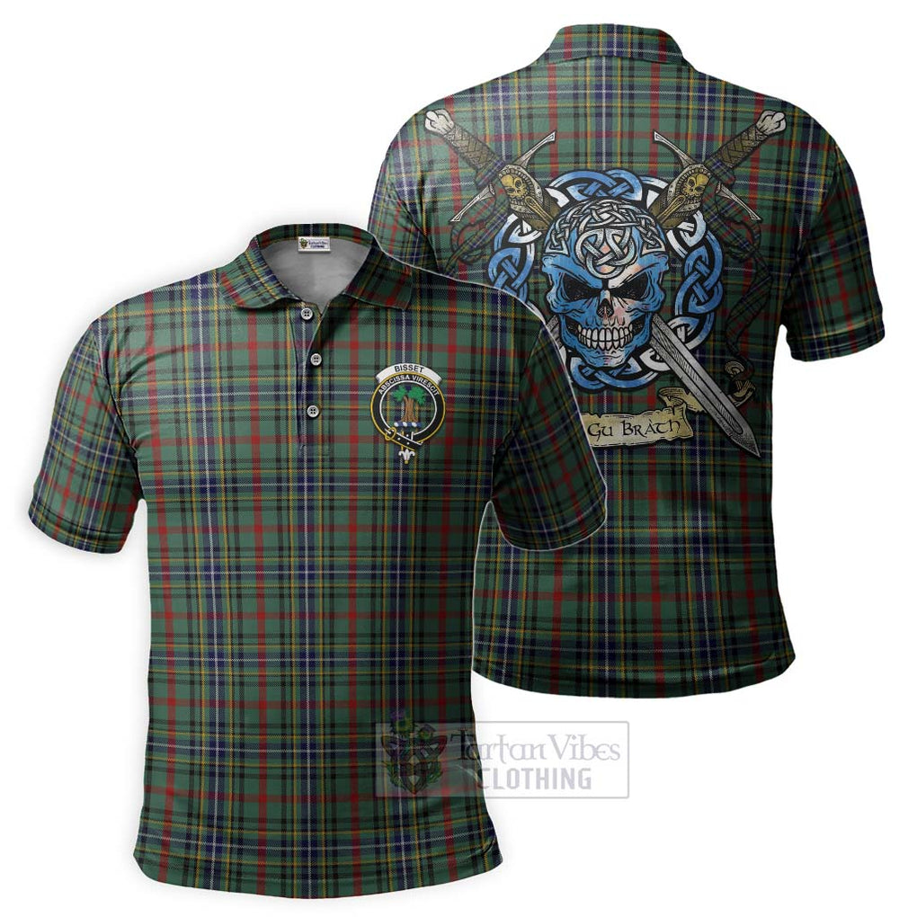 Bisset Tartan Polo Shirt with Family Crest Celtic Skull Style Kid - Tartan Vibes Clothing
