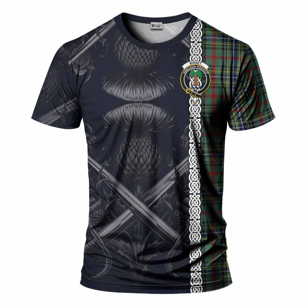 Bisset Tartan T-Shirt with Family Crest Cross Sword Thistle Celtic Vibes Kid's Shirt - Tartan Vibes Clothing