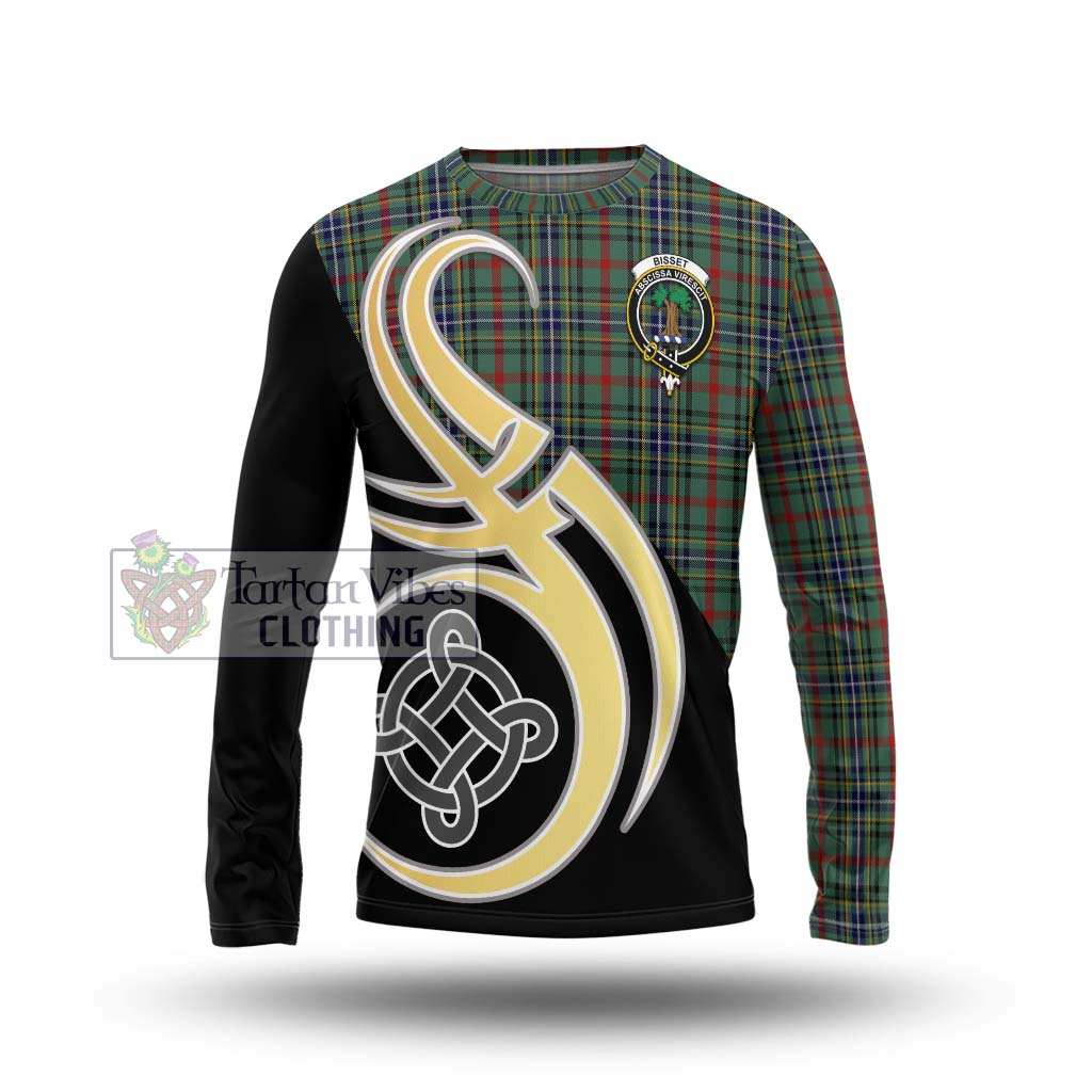 Bisset Tartan Long Sleeve T-Shirt with Family Crest and Celtic Symbol Style Unisex - Tartan Vibes Clothing