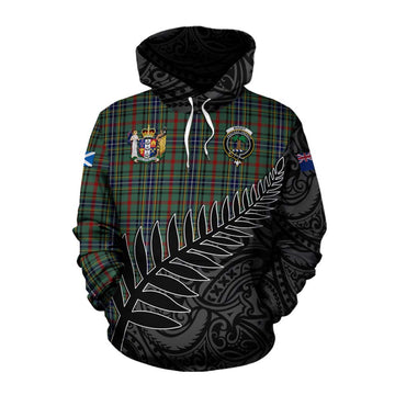 Bisset Crest Tartan Cotton Hoodie with New Zealand Silver Fern Half Style Pullover Hoodie XS - Tartan Vibes Clothing