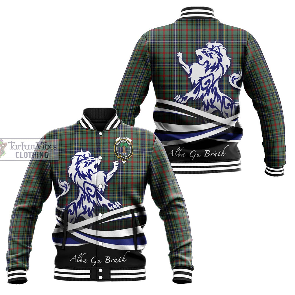 Bisset Tartan Baseball Jacket with Alba Gu Brath Regal Lion Emblem Unisex - Tartan Vibes Clothing