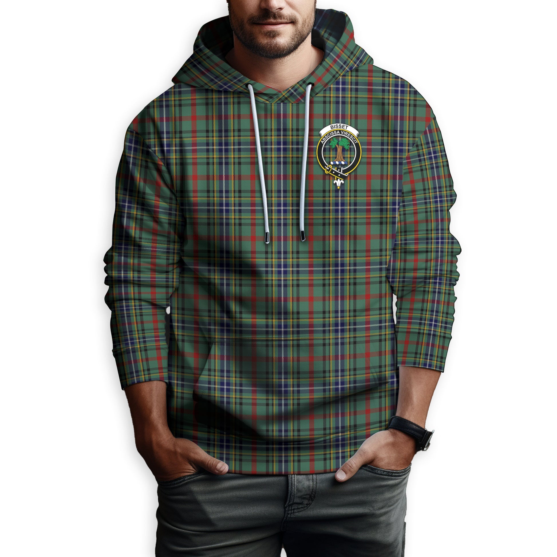 Bisset Tartan Hoodie with Family Crest - Tartanvibesclothing