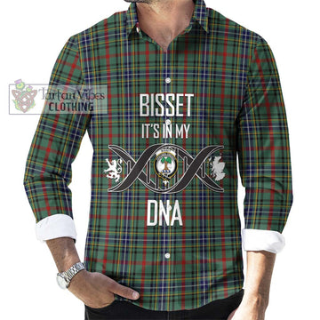 Bisset Tartan Long Sleeve Button Shirt with Family Crest DNA In Me Style Men's Shirt S - Tartanvibesclothing Shop