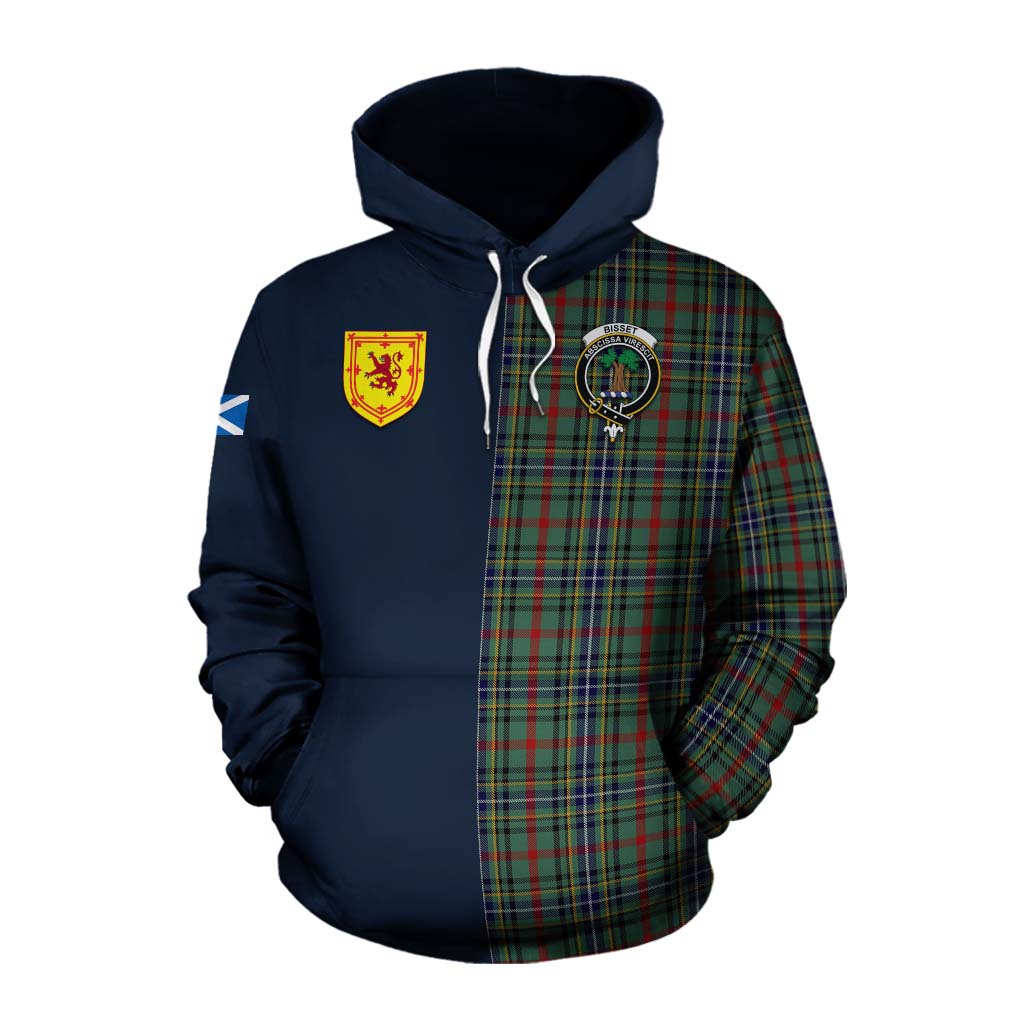 Bisset Tartan Cotton Hoodie Alba with Scottish Lion Royal Arm Half Style Pullover Hoodie XS - Tartan Vibes Clothing
