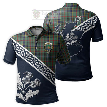 Bisset Tartan Polo Shirt Featuring Thistle and Scotland Map Kid - Tartanvibesclothing Store