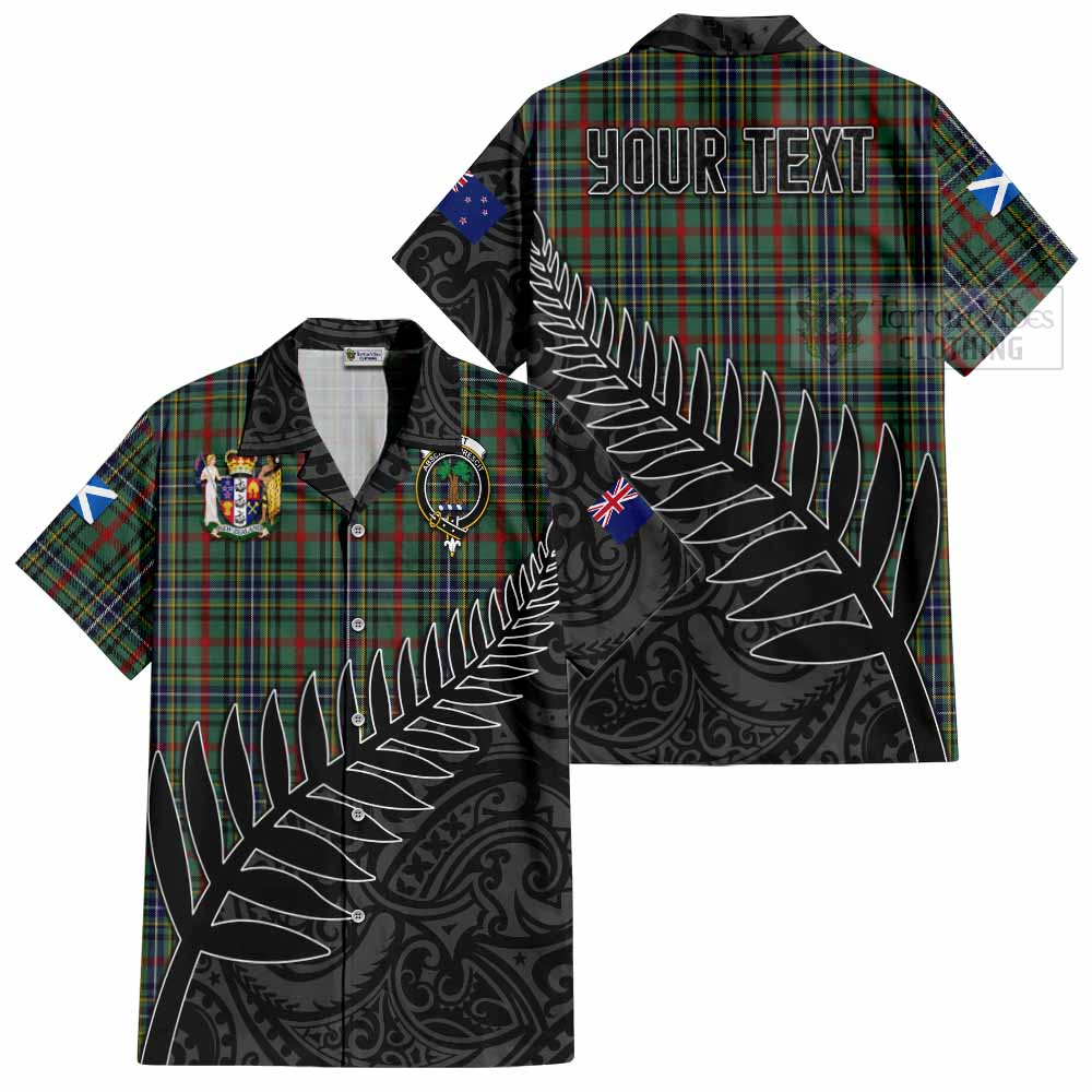 Bisset Crest Tartan Hawaiian Shirt with New Zealand Silver Fern Half Style Kid - Tartan Vibes Clothing