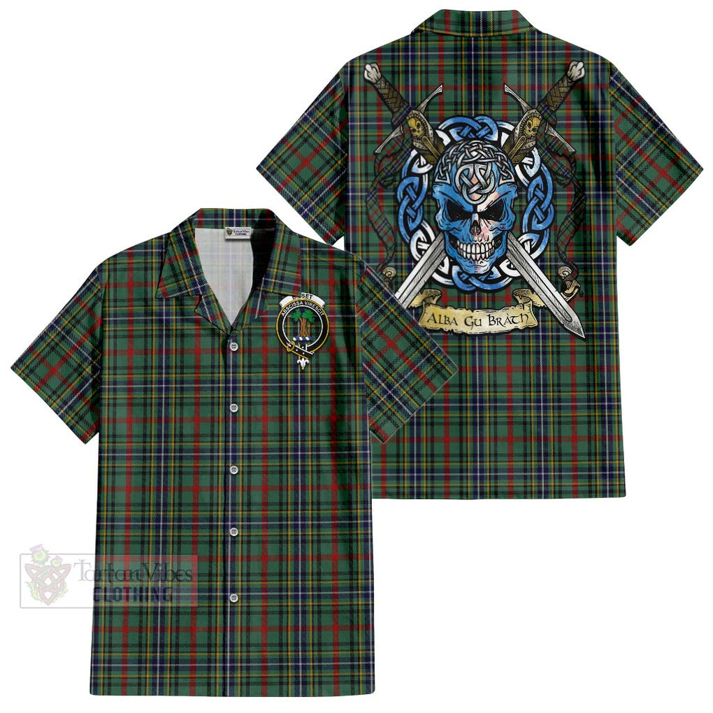 Bisset Tartan Hawaiian Shirt with Family Crest Celtic Skull Style Kid - Tartan Vibes Clothing