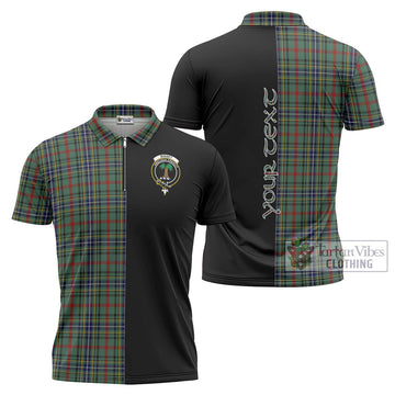 Bisset Tartan Zipper Polo Shirt with Family Crest and Half Of Me Style Unisex - Tartan Vibes Clothing