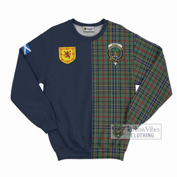 Bisset Tartan Sweatshirt Alba with Scottish Lion Royal Arm Half Style Unisex - Tartan Vibes Clothing