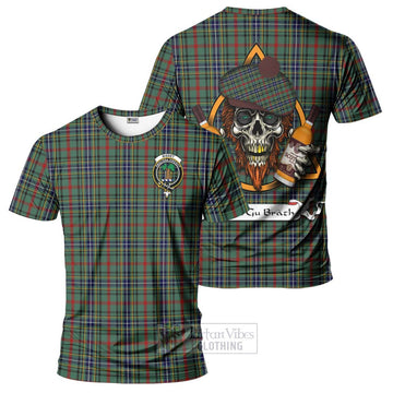 Bisset Tartan T-Shirt with Family Crest and Bearded Skull Holding Bottles of Whiskey Kid's Shirt - Tartan Vibes Clothing