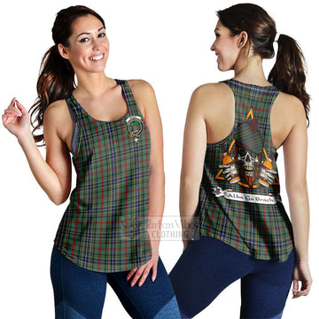 Bisset Tartan Women's Racerback Tanks with Family Crest and Bearded Skull Holding Bottles of Whiskey 4XL - Tartan Vibes Clothing