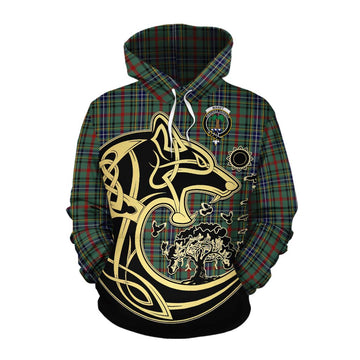 Bisset Tartan Cotton Hoodie with Family Crest Celtic Wolf Style Pullover Hoodie XS - Tartan Vibes Clothing