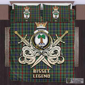 Tartan Vibes Clothing Bisset Tartan Bedding Set with Clan Crest and the Golden Sword of Courageous Legacy