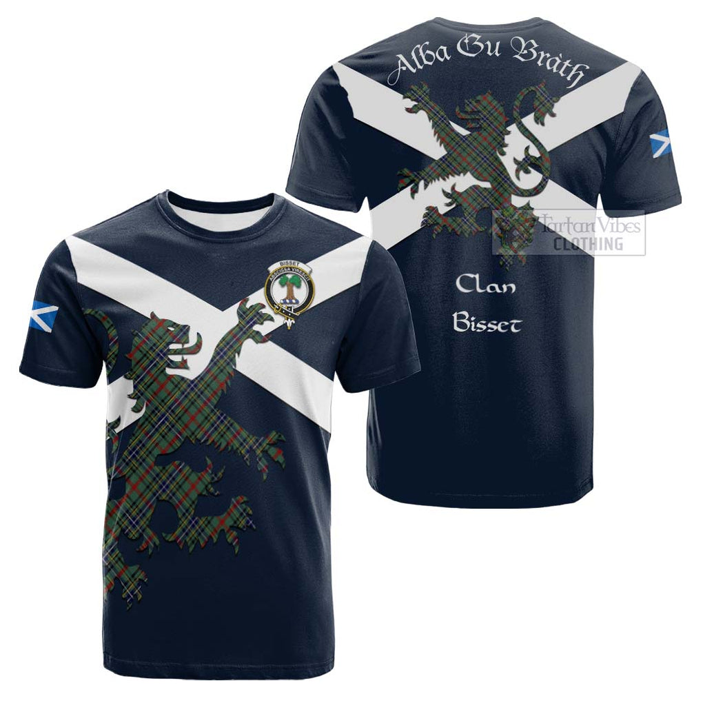 Tartan Vibes Clothing Bisset Tartan Lion Rampant Cotton T-shirt – Proudly Display Your Heritage with Alba Gu Brath and Clan Name