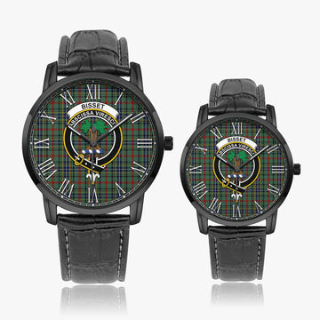 Bisset Tartan Family Crest Leather Strap Quartz Watch Wide Type - Tartan Vibes Clothing