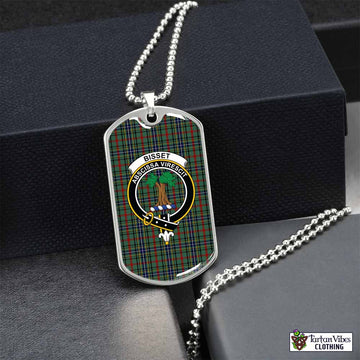 Tartan Vibes Clothing Bisset Tartan Dog Tag Necklace with Family Crest