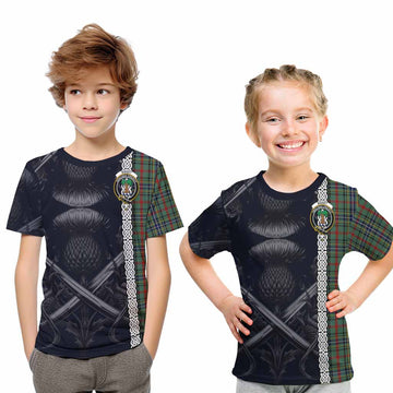 Bisset Tartan Kid T-Shirt with Family Crest Cross Sword Thistle Celtic Vibes Youth XL Size14 - Tartan Vibes Clothing