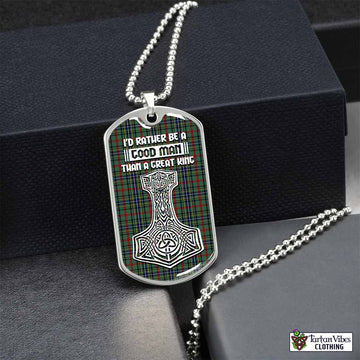 Tartan Vibes Clothing Bisset Tartan Dog Tag Necklace Viking Mjolnir Style
