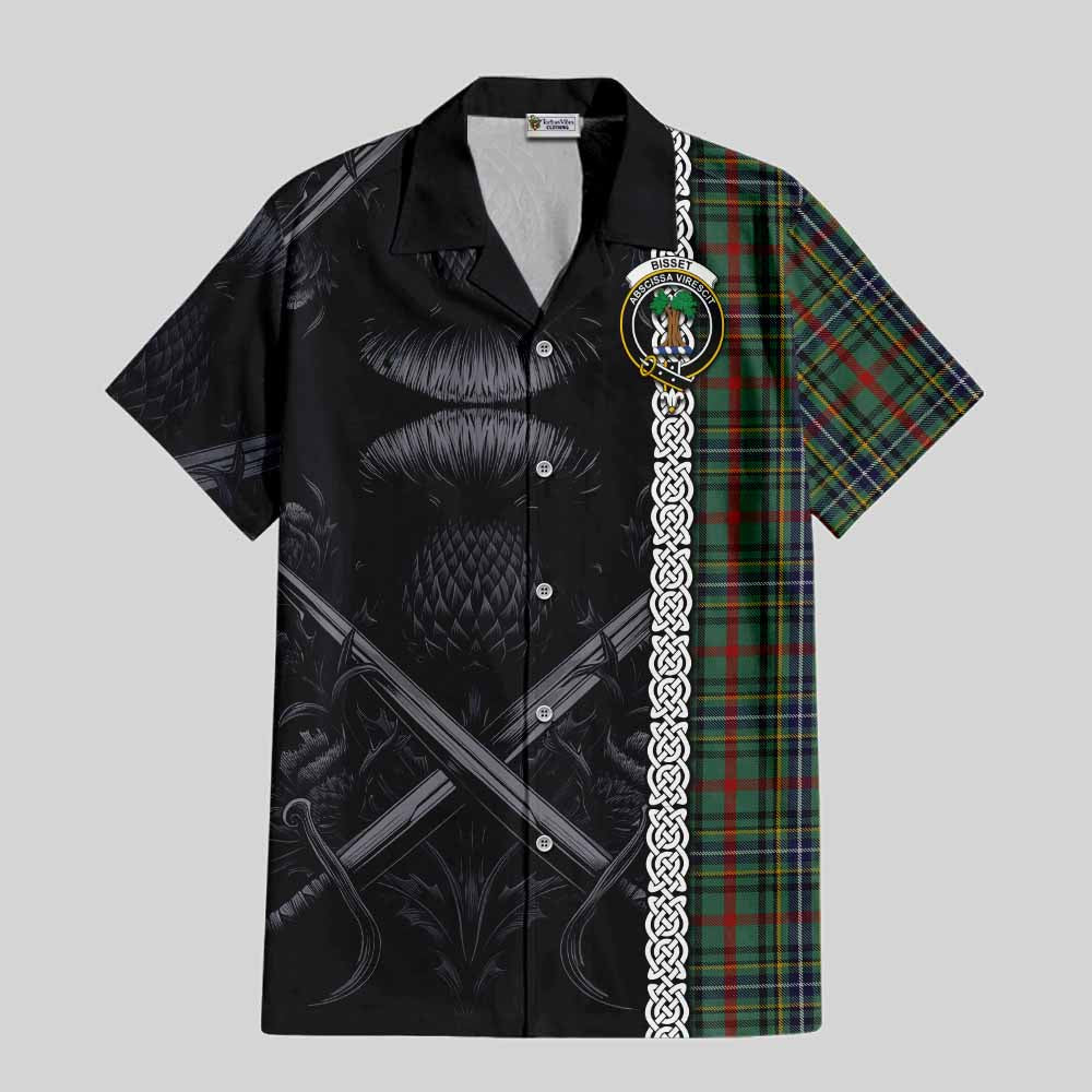 Bisset Tartan Hawaiian Shirt with Family Crest Cross Sword Thistle Celtic Vibes Kid - Tartan Vibes Clothing