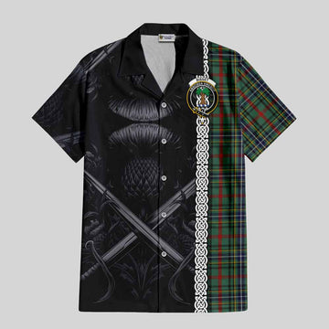 Bisset Tartan Hawaiian Shirt with Family Crest Cross Sword Thistle Celtic Vibes Kid - Tartan Vibes Clothing