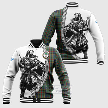 Bisset Tartan Clan Crest Baseball Jacket with Highlander Warrior Celtic Style Unisex - Tartan Vibes Clothing