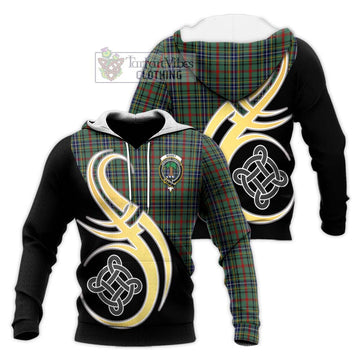 Bisset Tartan Knitted Hoodie with Family Crest and Celtic Symbol Style Unisex Knitted Pullover Hoodie - Tartan Vibes Clothing