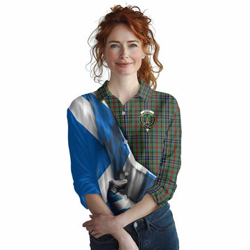 Bisset Tartan Women's Casual Shirt with Family Crest Scotland Patriotic Style Female - Tartan Vibes Clothing